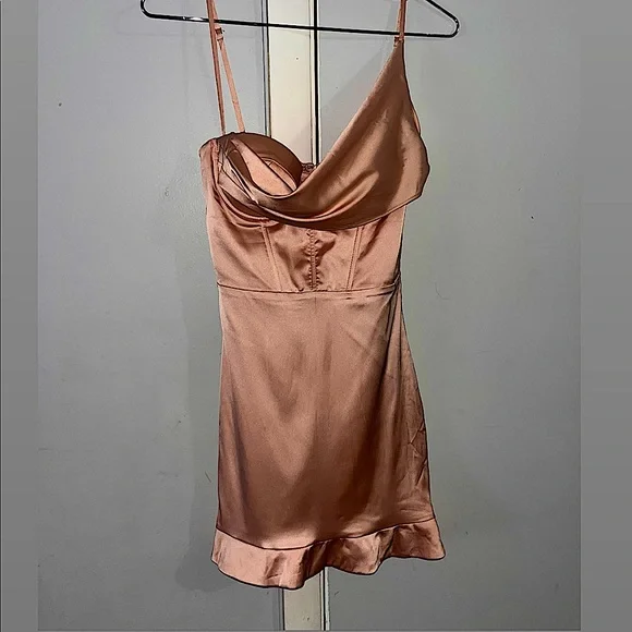 Pleated Hemline Corset Mini Dress in Blush